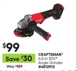 Lowe's 4.5-in 20V+ Angle Grinder offer