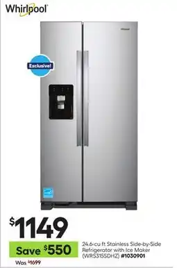 Lowe's 24.6-cu ft Stainless Side-by-Side Refrigerator with Ice Maker offer