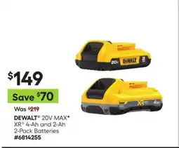 Lowe's 20V MAX* XR 4-Ah and 2-Ah 2-Pack Batteries offer