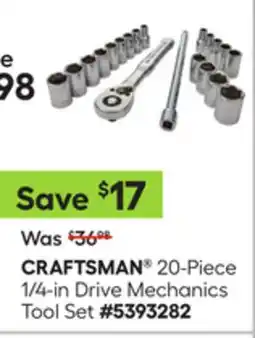 Lowe's 20-Piece 1/4-in Drive Mechanics Tool Set offer