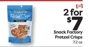 Weis Markets Snack Factory Pretzel Crisps offer