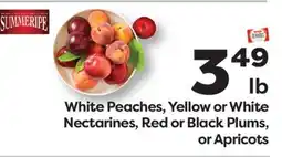 Weis Markets White Peaches, Yellow or White Nectarines, Red or Black Plums, or Apricots offer