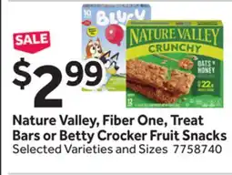 Stop&Shop Nature Valley, Fiber One, Treat Bars or Betty Crocker Fruit Snacks offer