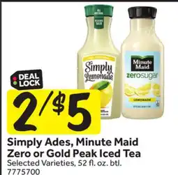 Stop&Shop Simply Ades, Minute Maid Zero or Gold Peak Iced Tea offer