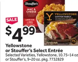 Stop&Shop Yellowstone or Stouffer's Select Entrée offer