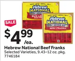 Stop&Shop Hebrew National Beef Franks offer