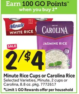 Stop&Shop Minute Rice Cups or Carolina Rice offer