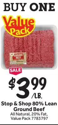 Stop&Shop Stop & Shop 80% Lean Ground Beef offer