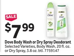 Stop&Shop Dove Body Wash or Dry Spray Deodorant offer