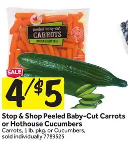 Stop&Shop Stop & Shop Peeled Baby-Cut Carrots or Hothouse Cucumbers offer