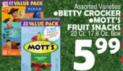 Bravo Supermarkets • BETTY CROCKER • MOTT'S FRUIT SNACKS offer