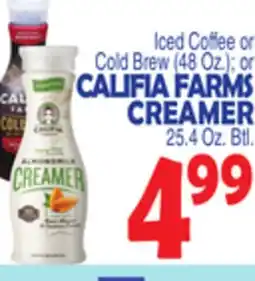 Bravo Supermarkets Iced Coffee or Cold Brew (4.8 Oz.) or CALIFIA FARMS CREAMER offer