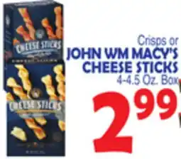 Bravo Supermarkets JOHN WM MACY'S CHEESE STICKS offer