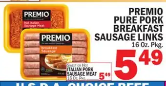 Bravo Supermarkets PREMIO PURE PORK BREAKFAST SAUSAGE LINKS offer
