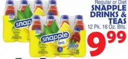 Bravo Supermarkets SNAPPLE DRINKS & TEAS offer