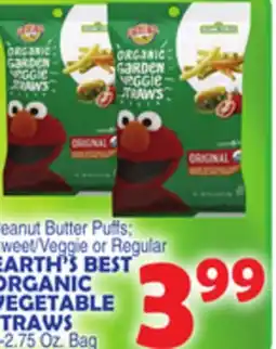 Bravo Supermarkets Peanut Butter Puffs, sweet Veggie or Regular Earth's best ORGANIC VEGETABLE STRAWS offer