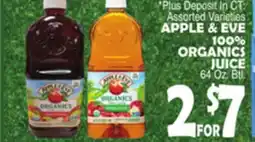 Bravo Supermarkets APPLE & EVE 100% ORGANICS JUICE offer