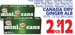 Bravo Supermarkets Sunkist Orange,A&W Root Beer, 7Up Regular or Shirley Temple: Regular or Diet CANADA DRY GINGER ALE offer