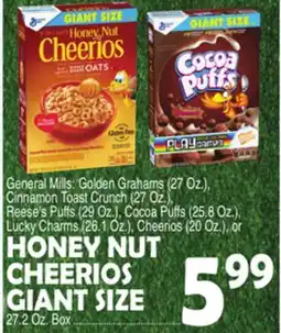 Bravo Supermarkets HONEY NUT CHEERIOS GIANT SIZE offer