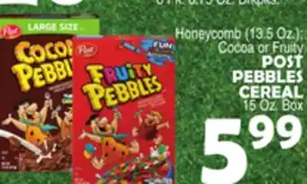 Bravo Supermarkets POST PEBBLES CEREAL offer