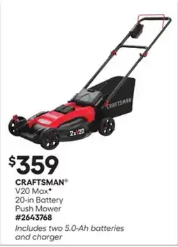 Lowe's V20 Max* 20-in Battery Push Mower offer