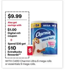 CVS Charmin Ultra 6 mega rolls or essentials 9 mega rolls offer