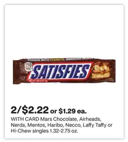 CVS Mars Chocolate, Airheads, Nerds, Mentos, Haribo, Necco, Laffy Taffy or Hi-Chew singles offer