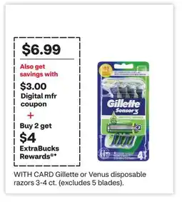 CVS WITH CARD Gillette or Venus disposable razors offer