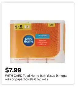 CVS Total Home bath tissue 9 mega rolls or paper towels 6 big rolls offer