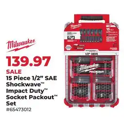 Runnings Milwaukee Piece 1/2 SAE Shockwave Impact Duty Socket Packout Set offer