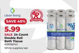 Runnings CLEAN LIVING 24 Count Double Roll Bath Tissue offer