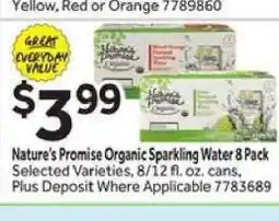 Stop&Shop Nature's Promise Organic Sparkling Water 8 Pack offer