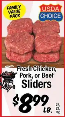 Western Beef Fresh Chicken, Pork, or Beef Sliders offer