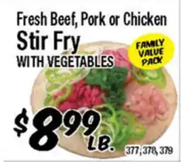 Western Beef Fresh Beef, Pork or Chicken Stir Fry WITH VEGETABLES offer