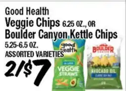Western Beef Good Health Veggie Chips 6.25 OZ., OR Boulder Canyon Kettle Chips 5.25-6.5 OZ offer