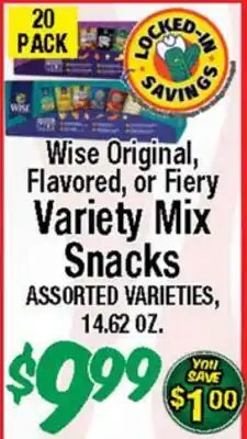 Western Beef Wise Original, Flavored, or Fiery Variety Mix Snacks offer
