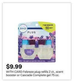 CVS Febreze plug refills 2 ct., scent booster or Cascade Complete gel 75 oz offer