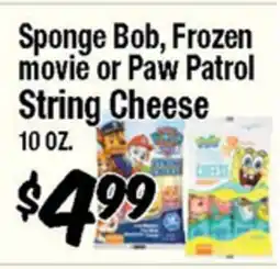 Western Beef Sponge Bob, Frozen movie or Paw Patrol String Cheese offer