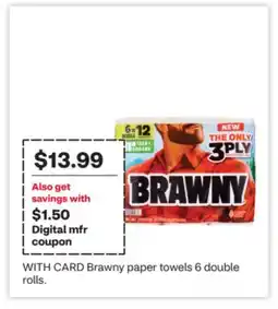 CVS Brawny paper towels 6 double rolls offer