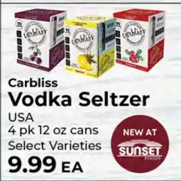 Sunset Foods Carbliss Vodka Seltzer offer
