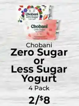 Sunset Foods Chobani Zero Sugar or Less Sugar Yogurt offer