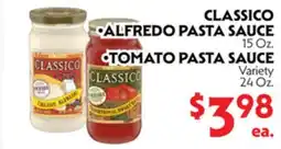 La Chiquita Food Market CLASSICO ALFREDO PASTA SAUCE 15 Oz. TOMATO PASTA SAUCE 24 Oz offer