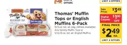ShopRite Thomas’ Muffin Tops or English Muffins 6-Pack offer