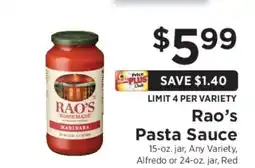 ShopRite Rao's Pasta Sauce offer