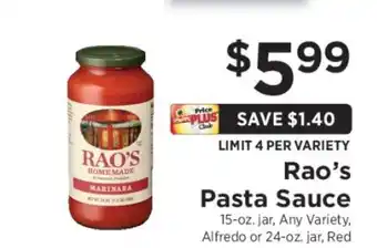 ShopRite Rao's Pasta Sauce offer