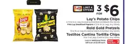 ShopRite Lay's Potato Chips, Frito Lay Smartfood Popcorn, Rold Gold Pretzels, Tostitos Cantina Tortilla Chips offer