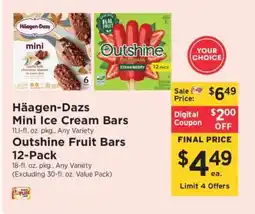 ShopRite Häagen-Dazs Mini Ice Cream Bars / Outshine Fruit Bars 12-Pack offer