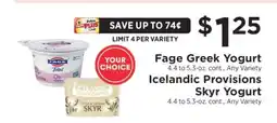 ShopRite Fage Greek Yogurt / Icelandic Provisions Skyr Yogurt offer