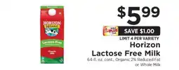 ShopRite Horizon Lactose Free Milk offer