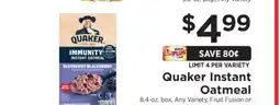 ShopRite Quaker Instant Oatmeal offer